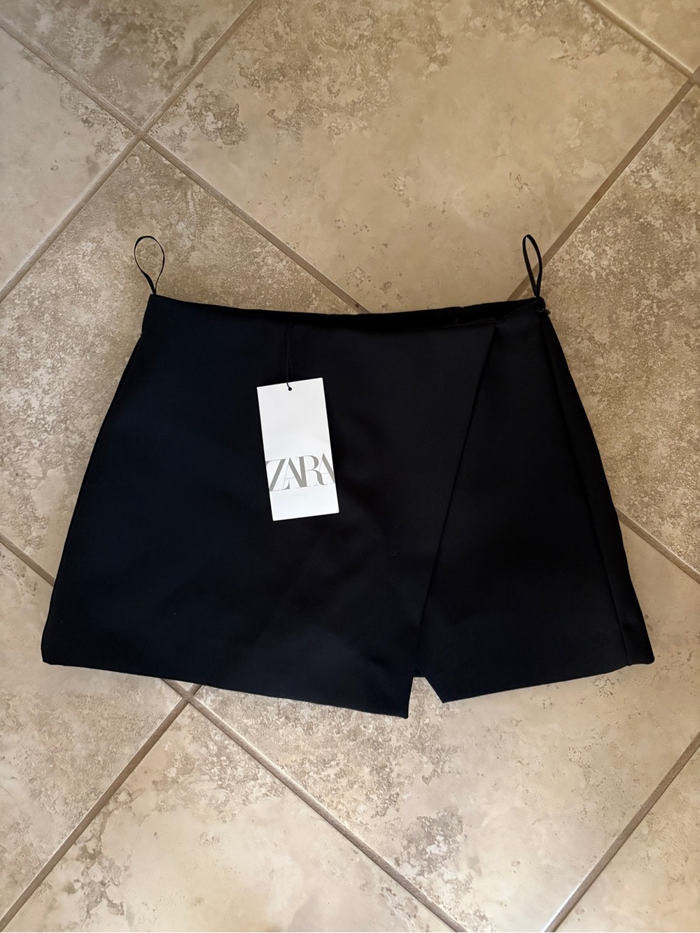 ZARA Black Asymmetric Wrap Skort NWT XS